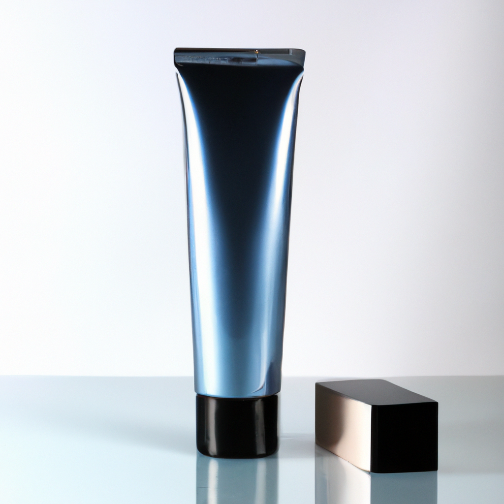 Packshot de cosmética minimal con fondo blanco y reflejo controlado